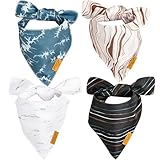 Remy+Roo Large Summer Dog Bandanas - 4 Pack Powell Set | Premium Durable Adjustable Polyester Fabric | Patented Shape Boy Dog Bandanas | Pack of Bandanas for Dogs