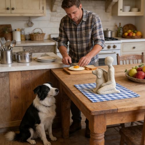 Estatua Decorativa Hombre con Perro de Resina Pintada a Mano miniatura 5