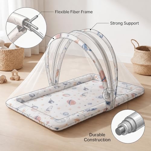 Image of StarAndDaisy 3 in 1 Baby Mosquito net for Sleeping, Mosquito net for Newborn Baby with Soft and Comfortable Bed.