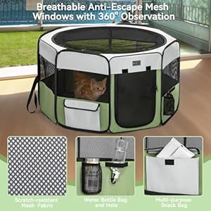 PETSFIT Dog Play Pen,36" Dia Dog Playpen Indoor/Outdoor, Pet Playpen for Cats Puppies&Small Animals-Removable Zipper Mesh Top Cover& Leakproof Bottom PETSFIT Dog Play Pen36 Dia Dog Playpen IndoorOutdoor Pet Playpen for Cats PuppiesSmall Animals Removable Zipper Mesh Top Cover Leakproof Bottom