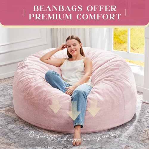Image of Hobestluk Bean Bag Chair for Adult Giant Beanbag with Filler Pink 4FT