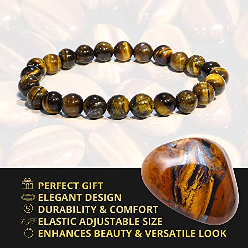 Image of ANAYA AGATE Healing Crystal Bracelet for Women and Men - 8mm Round Beaded Bracelet for Men and Women - Unisex Stretchy Gemstone Bracelet for Healing and Protection
