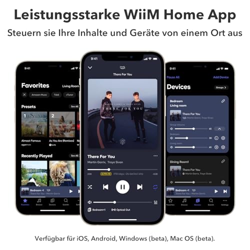 WiiM Mini AirPlay 2 Wireless Audio Streamer, Multiroom-Stereo, Vorverstärker, kompatibel mit Alexa-...