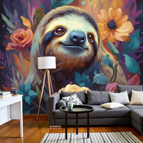 Papier peint panoramique fleurs abstraites 3D 200x140cm