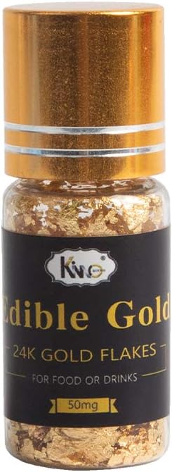 KINNO edible gold flakes,50mg edible gold dust for Cakes Genuine Gold Flakes for Skin Care Decorative Dishes,Cooking,Art Decoration，Painting,Dessert