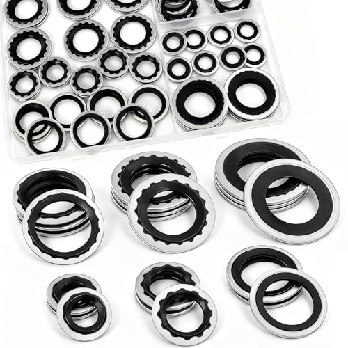 NBRINGO 52 PCS AC Gasket Kit - R134a AC Seal Kit with Compressor Gaskets, A/C Line Seals Washers for Automotive Air Conditioner Repair & Maintenance - Stops AC Refrigerant Leaks