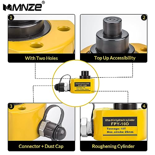 Image of 10T 26mm /1.0 inch Stroke Hydraulic Cylinder Low Profile Jack Multi-Section Ram Jack Lifting Cylinder for Machinery Ship Bridge Construction