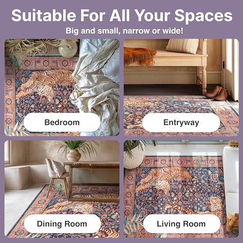 Tapete Well Woven Apollo Botanical Tiger Navy Lavable miniatura 5