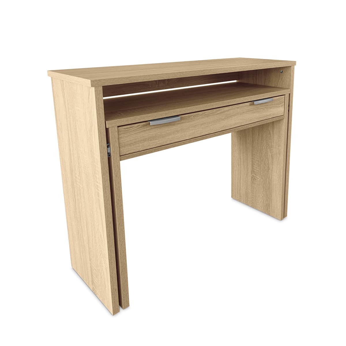 Duérmete Online Cambria, Mesa de Escritorio Totalmente Extensible, Mesas para Ordenador, Color, Práctica y Funcional, Madera, 90 x 33/64 x 73/86,5 cm
