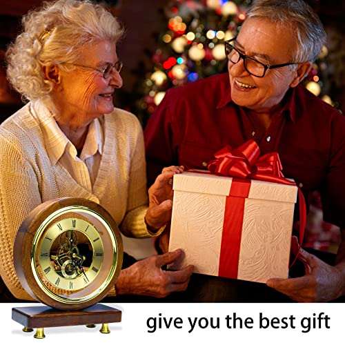 Justup Wooden Mantel Table Clock, Vintage Unique Silent Imitation Mechanical Gear Home Decor Bedroom Ornaments Desktop Clock With Pure Copper Inner Frame, Clock Faces For Crafts Battery Operated #TOP7