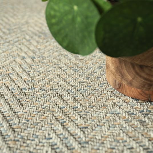 Decoweb Moquette Tissé Plat - Java Chevron - Gris grège - Rouleau de 4m x 3.00m