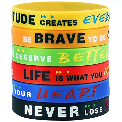 LVNRIDS 6 piezas Pulseras elásticas de silicona motivacionales Deportes Fútbol Partido Actividad Pulsera de goma Cover