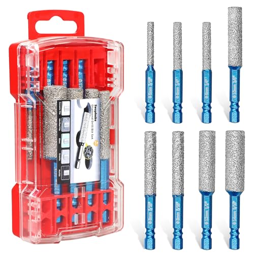 8-Pack Diamond Drill Bits for Ceramic, 2-in-1 Drilling & Milling Tile Drill Bits with Built-in Cooling Wax, Hex Shank Vacuum Brazed for Porcelain Glass Marble Granite Home DIY Renovation