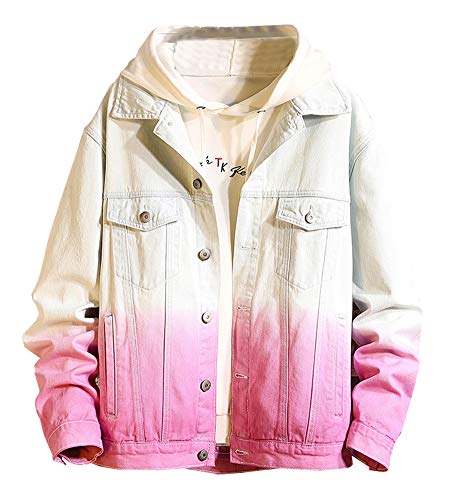 Kedera Men's Denim Jacket Gradient Button Down Trucker Jean Coat