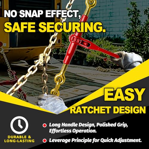 Image of FITHOIST Ratchet Chain Binders 1 /4'' - 5 /16'' | 4-Pack Load Binders w /Clevis Hooks | 2,600 Lbs Working Load | Compatible with G43, G70 & G80 Chains | Secure Tie Down Binder for Hauling and Towing