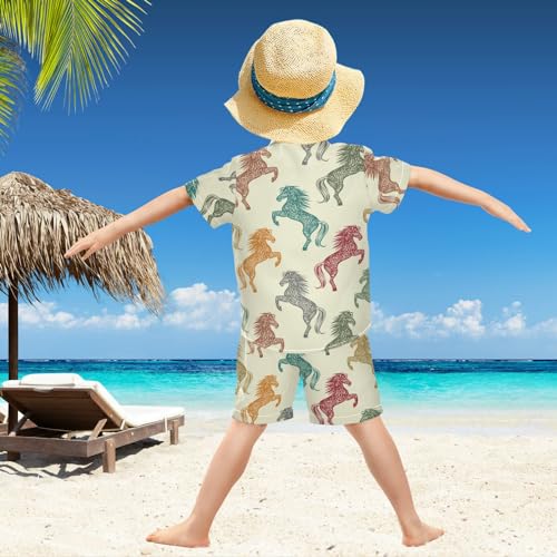 Image of visesunny Little Boys Short Sleeve T-Shirt Beach Shirts Casual Shorts Set Summer Clothes for Kids Outfits
