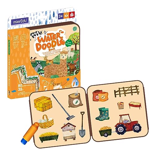 mierEdu Magic Water Colouring Book for Toddlers Animals on the Farm, Promotes Creativity & Drawing, Educational Toy from 3 Years