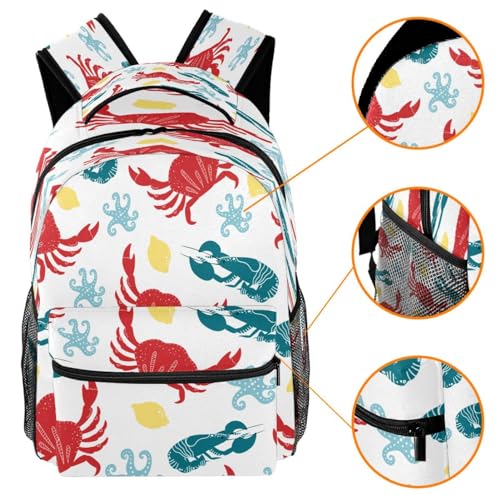Sac à dos imprimé crabe et pieuvre multicolore 40cm - 3