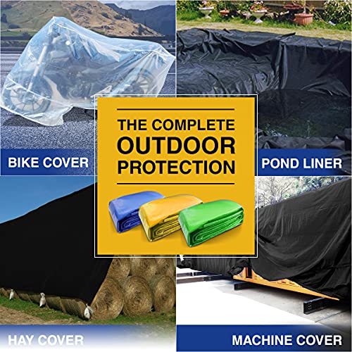 Image of TUFFPAULIN Plastic 30FtX18Ft 120 Gsm Black Tarpaulin Tirpal Tadpatri Tharpai Thadika,Extra Strong,Reinforced,Uv Resistant,100% Waterproof Virgin,6 Layer Mlcl 3D Rib Technology-1 No.,216x360x0.03 In