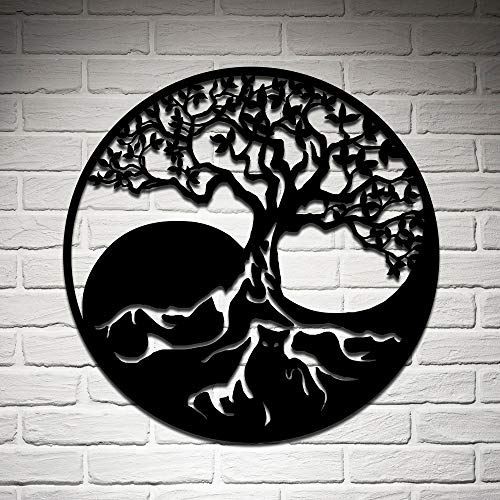 Artmyharbor Tree Of Life Metal Wall Art Decor Yin Yang 3D Wall Silhouette Metal Wall Hangings Home Office Decoration Bedroom Living Room Decor Sculpture 24"Wide #TOP21