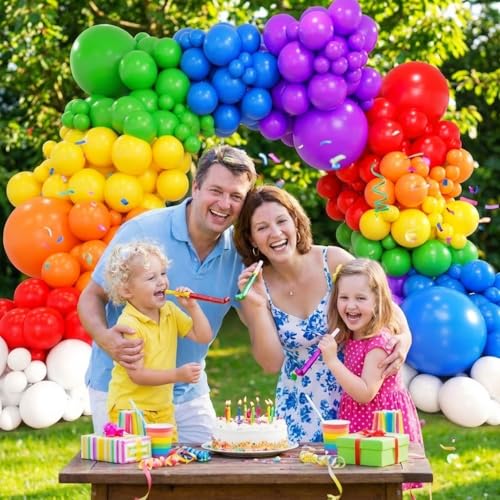 Image of Rainbow Balloon Arch Kit, 209Pcs Assorted Colorful 18 12 10 5 Inch, Different Sizes Party Balloon Garland Kit for Baby Shower, Birthday, Gender Reveal, Anniversary, Easter, Prom Decoration