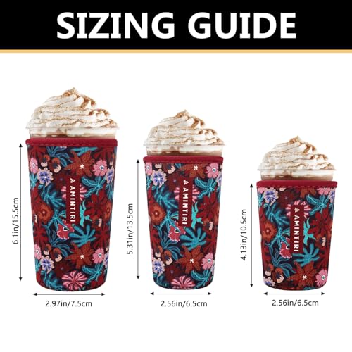 Image of 3 Pack Reusable Sleeve for Iced Coffee Cup, Coffee Neoprene Sleeve for Iced&Hot Drinks, Coffee Sleeve Compatible with Starbucks, Dunkin Coffee Cup. (Hot Tropic)