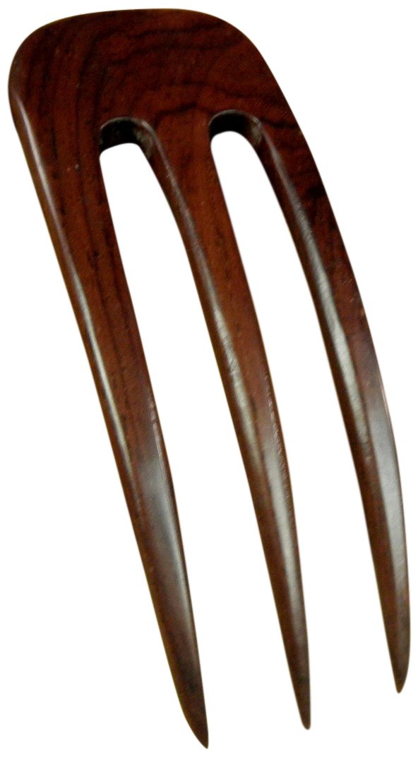 Horquilla para el cabello curvada de tres puntas de palisandro de Laos de 5 pulgadas, FPL, de 4 pulgadas, para sujetar moños, estilo hawaiano