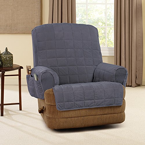 SureFit Silky Touch NonSlip Recliner Furniture Cover Storm Blue,Recliner Chairs Arm Chairs
