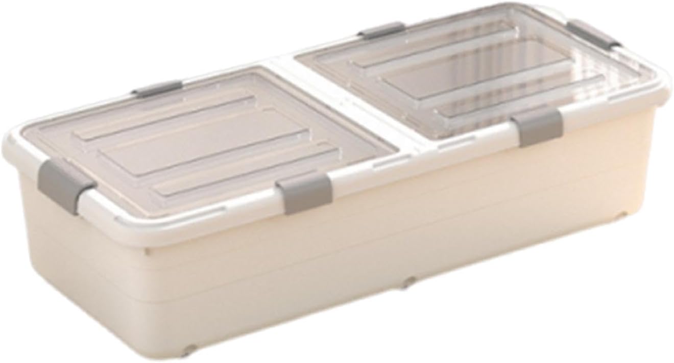 Under Bed Storage with Wheels for Clothes Blankets Multipurpose Shoe Organizer Drawer with Clear Lid for Dormitory Bedroom