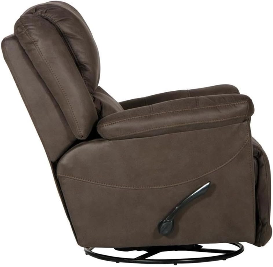 BOWERY HILL Chaise Swivel Glider Recliner, Gray Polyester Fabric, 360 Degree Swivel and Gliding Motion, Cool Gel Memory Foam Cushions, Steel Frame, Comfortable Living Room Seating