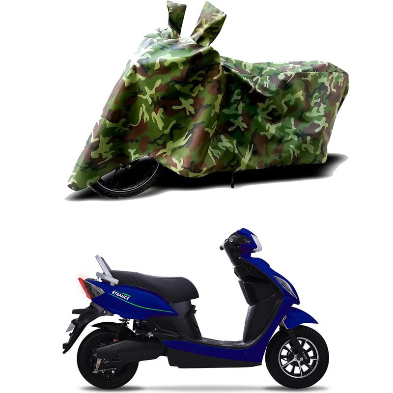 Image of 100% Water Resistant Full Bike Scooty Two Wheeler Body Cover Compatible for Pure EV ETrance+ /UV-Rays /Heat Protection /Birds Dropping /Scratchproof /Dust Proof /Waterproof /All Varient[Green MJ]