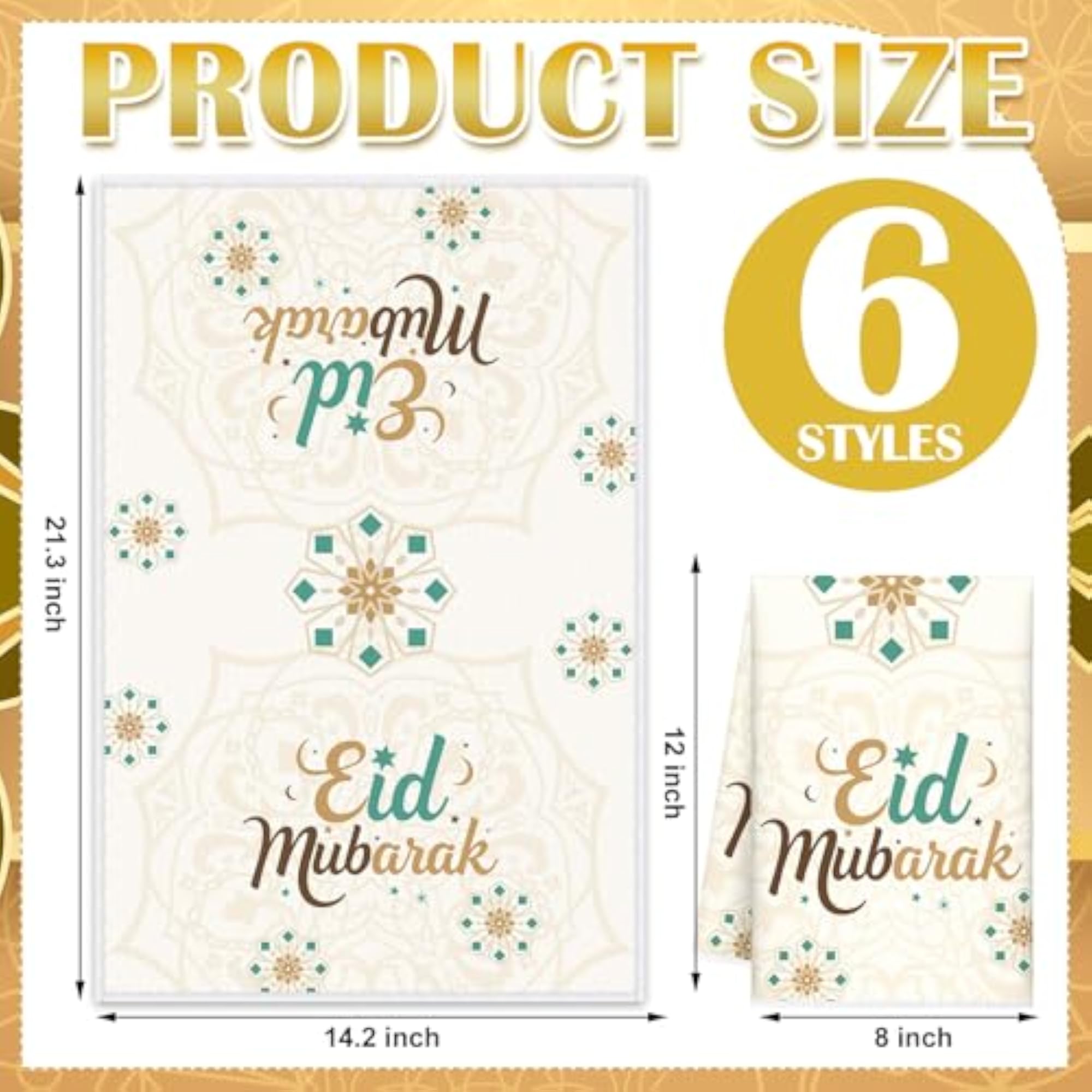 6 Pcs Ramadan Hand Towels Eid Mubarak Dish Towels