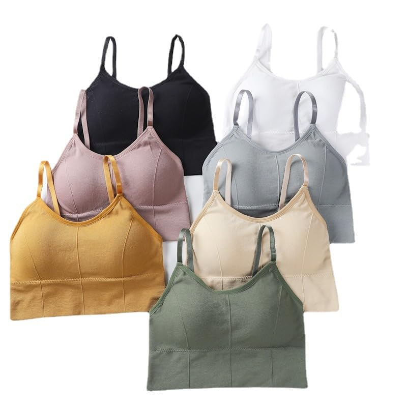 Women's Cotton Padded Camisole Bra, Wire-Free Bralette with Adjustable Straps, Soft Breathable Full-Coverage Crop Tops-picture-48