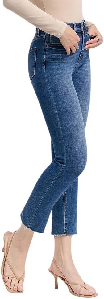 Women's High-Rise Raw Hem Slim Straight Jeans - Image 2
