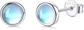 Finrezio 925 Sterling Silber Ohrringe für Damen Mondstein Opal Türkis Schwarz Ohrstecker für Mädchen Hypoallergene Ohrring...