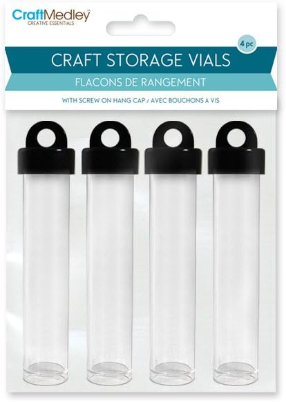CraftMedley Craft/Bead Storage, Round Tube Vials, 4pc