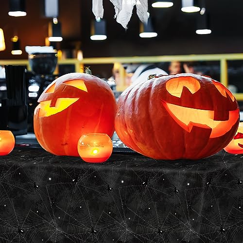 Image of Gatherfun Halloween Party Supplies - Spider Webs Disposable Tablecloth Plastic Table Cover, Ideal for Halloween Spider Webs Party Decorations, 54 X 108 Inch, 3 Pack