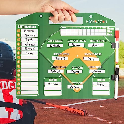 Magnetic Baseball Coach Clipboard, Dry Erase Coach Lineup Board, Premium Tactical Baseball Coaching Board with 40 Lineup Cards and Marker, Dugout Display Softball Coaching Accessories