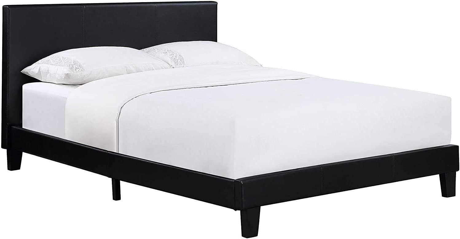 Modernique Black Faux Leather Low End Bed Frame in 5ft King Sized, High