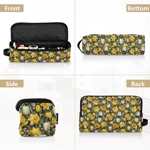 Bolsa de viaje floral amarilla para herramientas de cabello miniatura 5
