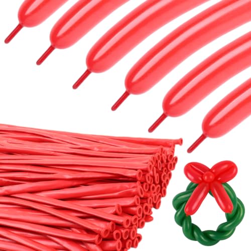 Image of Party Balloons - Pearl Red 260 Long Balloons for Birthday Celebrations & | Pearl Red long balloons for tying balloon arch & birthday party decorations, thick latex & easy to inflate, great for birthd