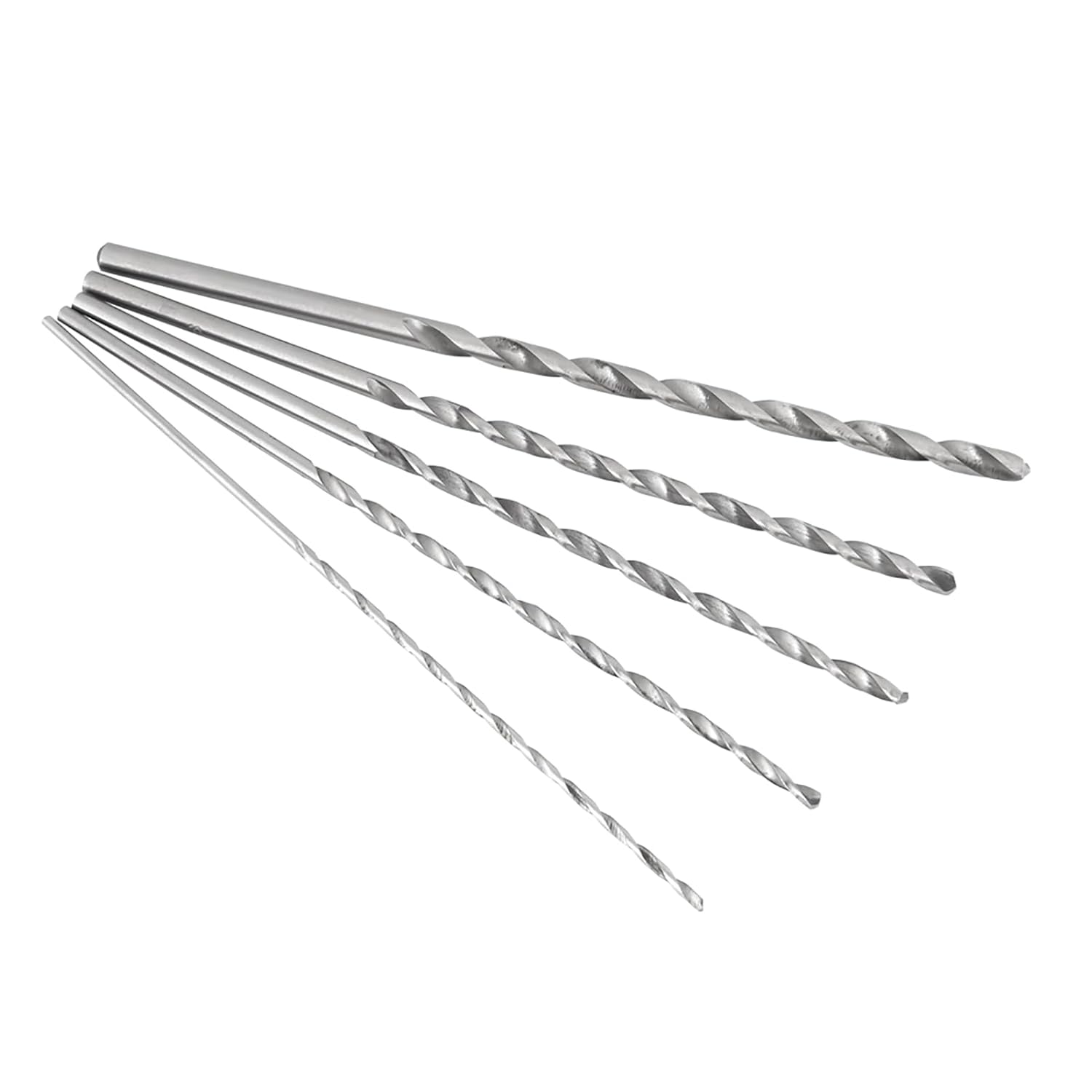 5pcs Dia 2-5mm Extra Long High-Speed Steel Twist Drill Bit Set, Straight Shank for Wood, Plastic & Aluminum, Long Drill Bit for Deep Holes, Wood Drill Tool, Long Bit Set,Length 5.9in