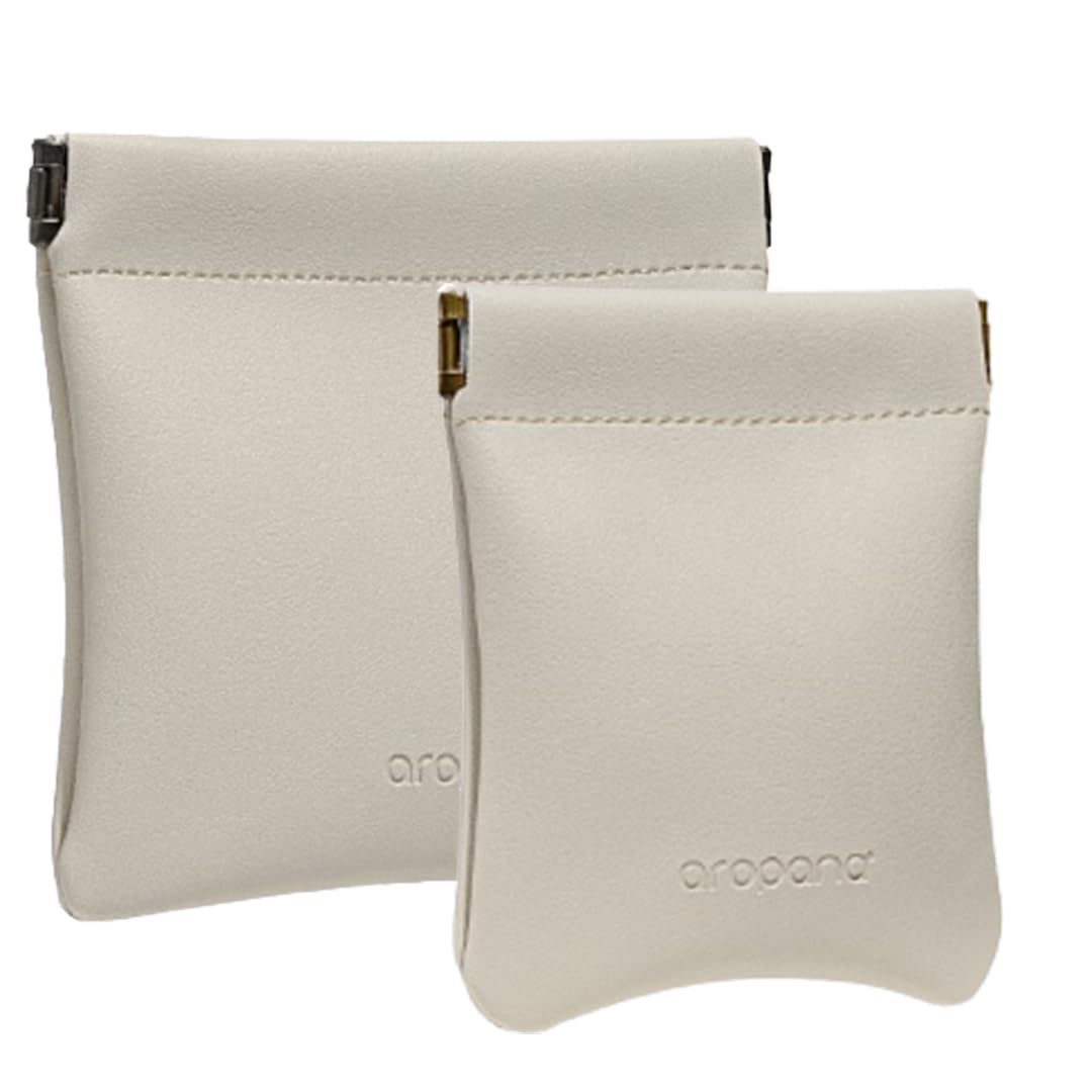 Combo Pack - Leather Travel Organiser Earphone Case Makeup Pouch Jewellery Bag Contact Lens Pouch Card Holder Mini Wallet For Men & Women (Beige Grey- 8.5Cm X 11Cm+11.5Cm X 11Cm)-image-14
