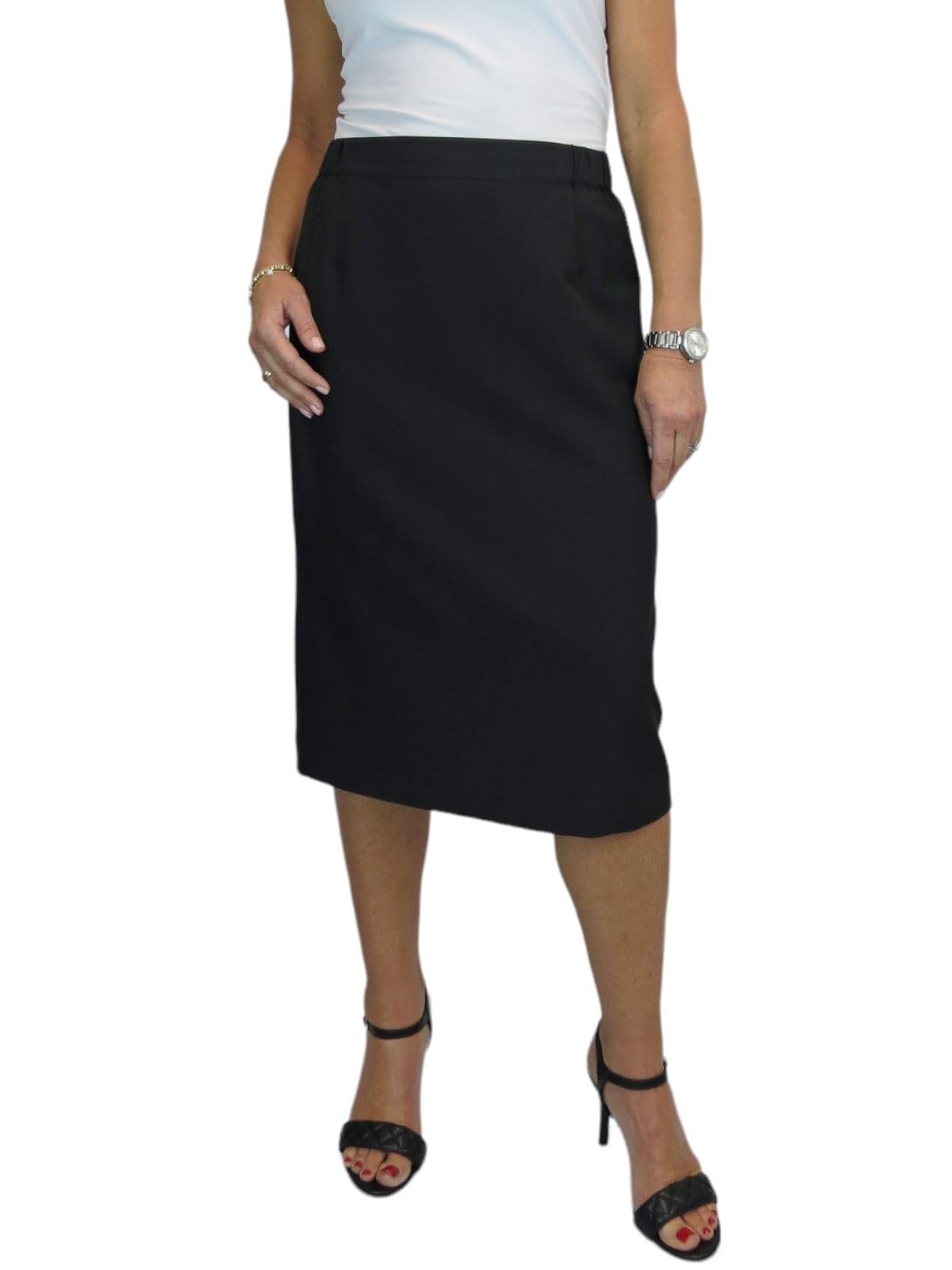 Paulo Due Women's Black Tailored Midi Pencil Skirt In Size 10