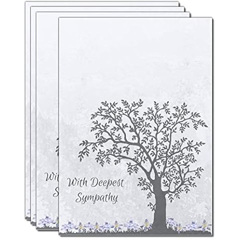 Elcer 15 Sympathy Cards Greeting Sympathy Memorial Notes Tree of life Floral Purple Violet Orchid Flowers 4X6 Cover
