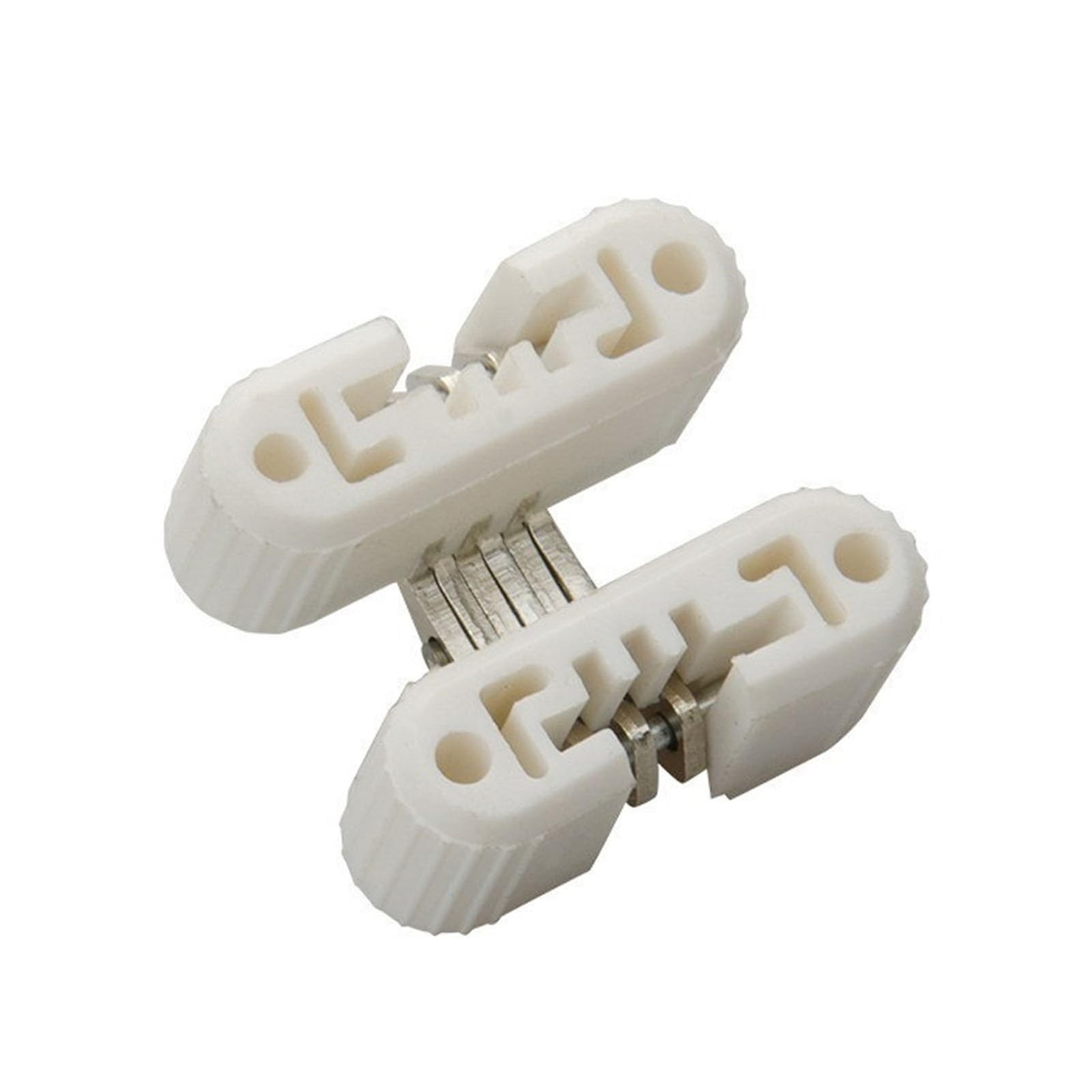 6pcs Hidden Folding Door Barrel Cross Hinge Plastic Invisible Concealed Hinges for Dining Table Connection Furniture Hardware(White)