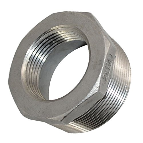Male x Female Thread Reducer Bushing Pipe Fitting, Adapter, Stainless Steel SS 304 NPT (2\" Male x 1-1/4\" Female)