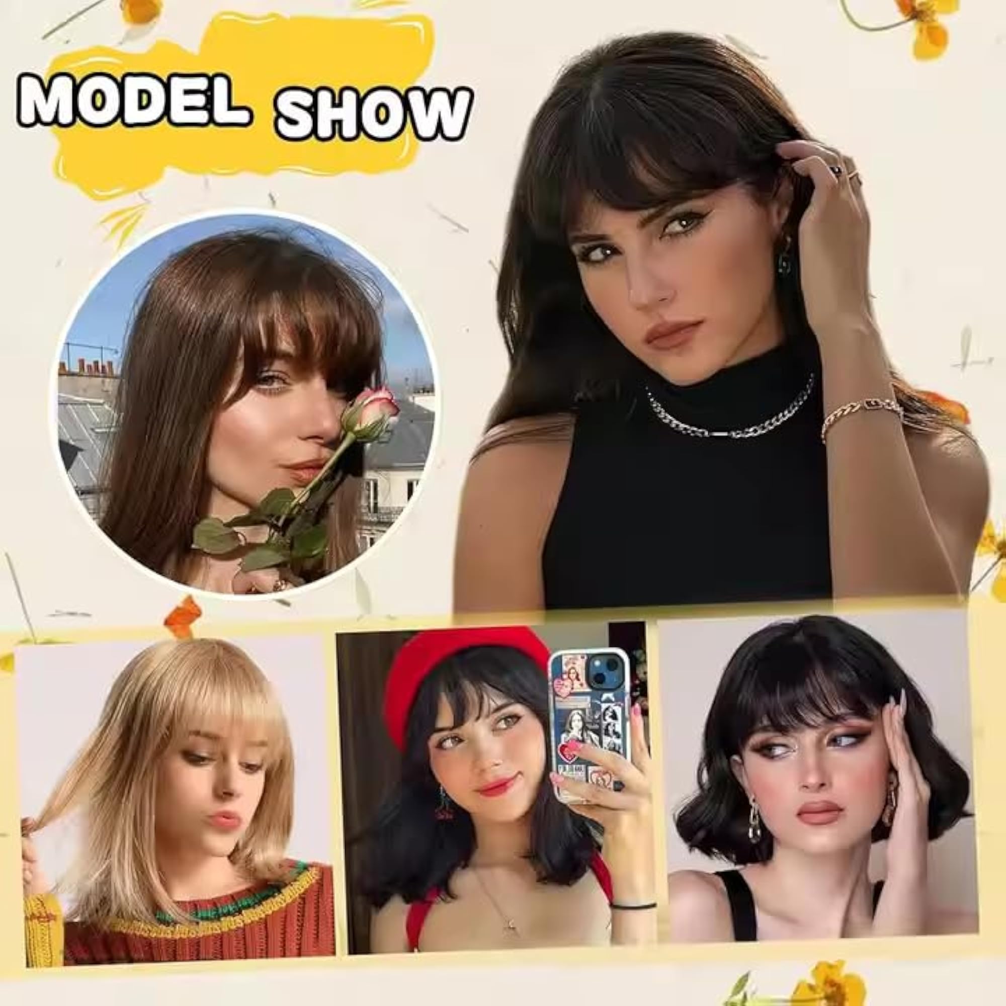 Women's Clip-In Wispy Flat Bangs Fringe Hair Extensions