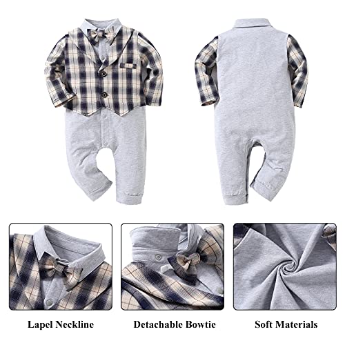 Image of Baby Boy Suit, One-Piece Romper & Vest & Beret & Bowtie (0-24 Months)