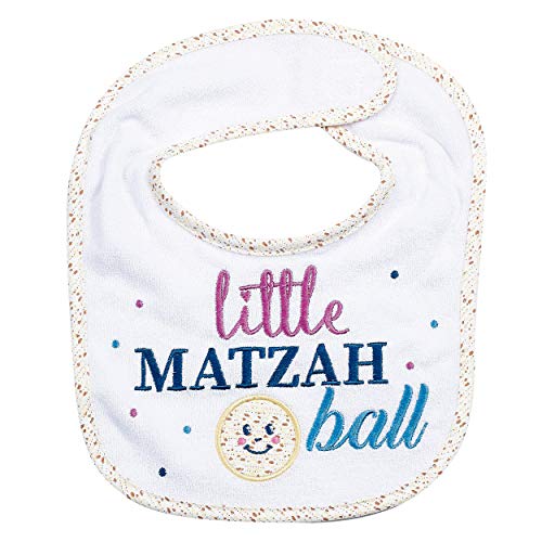 Image of Rite Lite Adorable Little Matzah Ball Embroidered Bib - Stylish & Cute Passover Bib Pesach Seder Jewish Holiday Party Apparel Accessories Party Favors Judaism Baby Gifts for Newborns